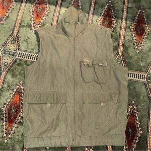 Koutons Mens Utility Vest Army Green Sleeveless Jacket Multi Pocket- size M